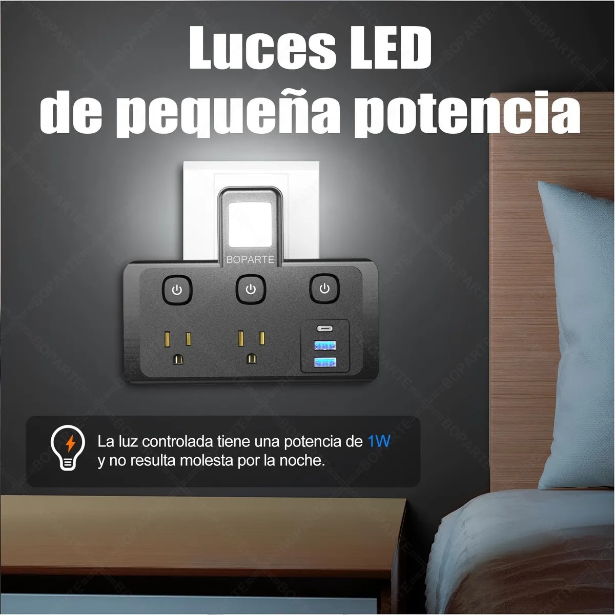 Multicontactos Usb, Interruptor Independiente Y Luz Nocturna